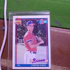 Topps Baseball Card with Red and Blue Accents